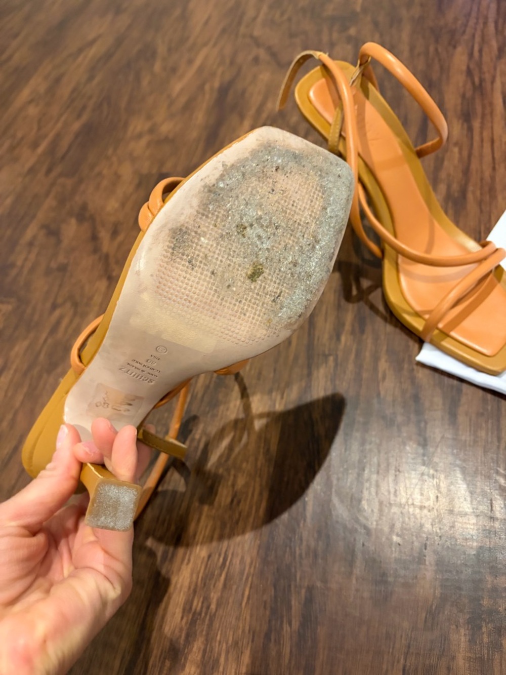 Schutz Women's Strappy Heeled Sandals in Tan leather (US 8) - Picture 7 of 7